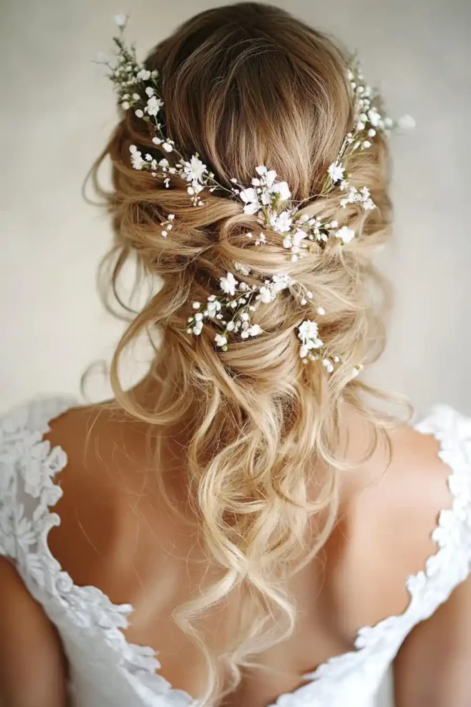 Floral-Embellished Loose Hairstyle