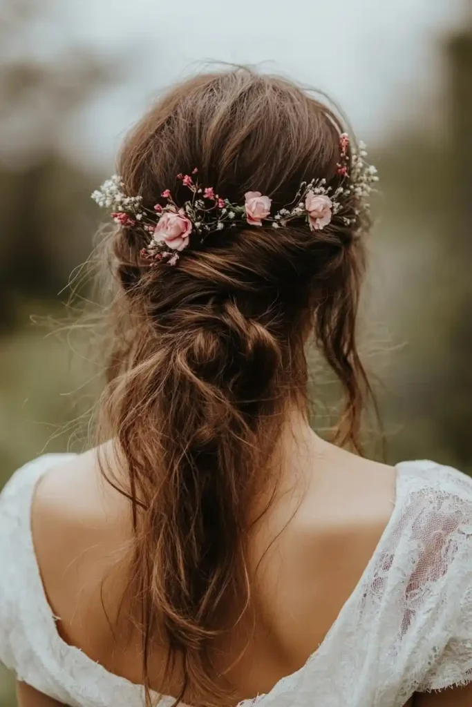 Floral-Embellished Loose Hairstyle