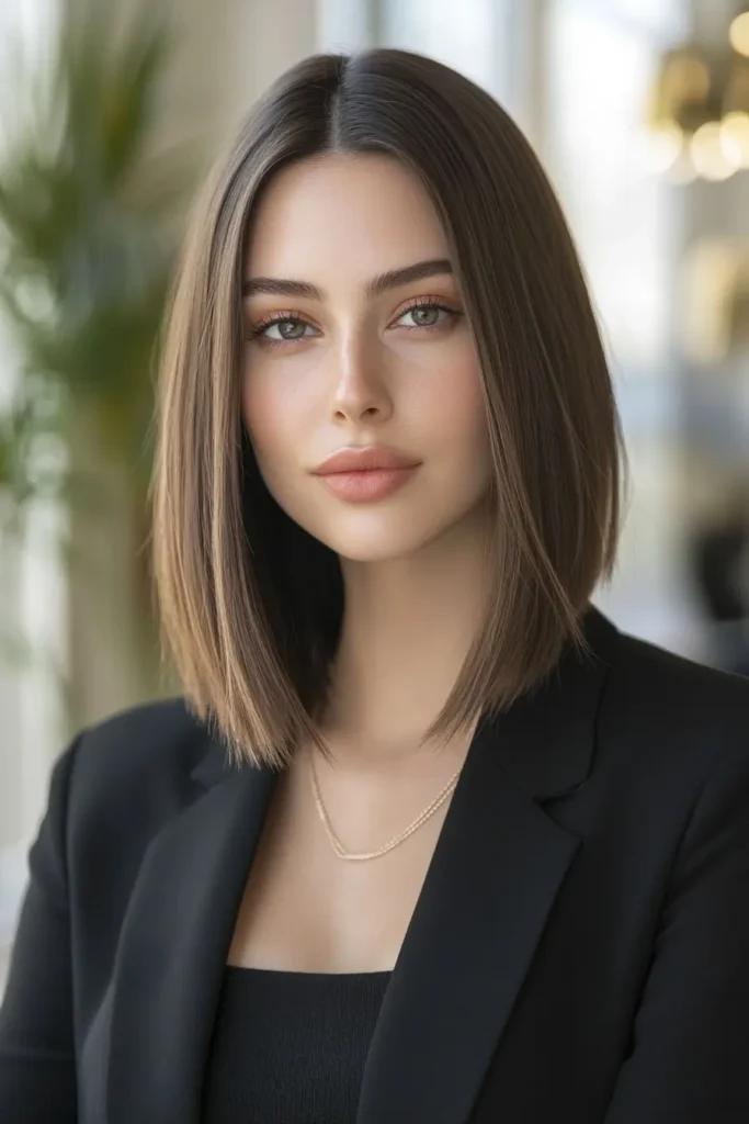Sleek Shoulder-Length Cut with Blunt Ends