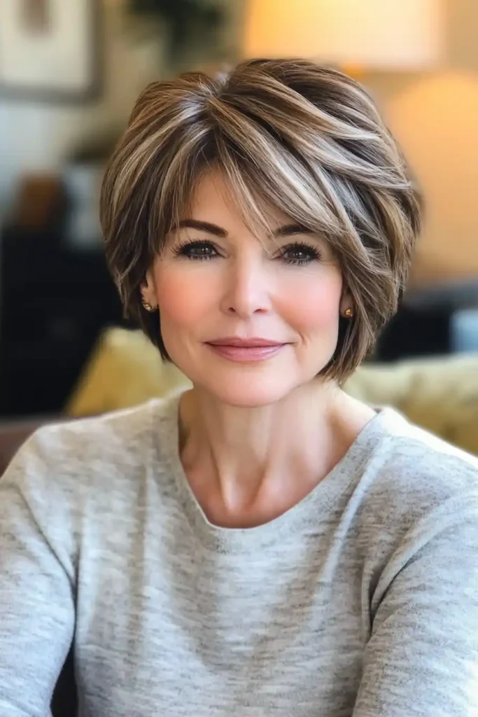 Layered Short Bob with Side-Swept Bangs
