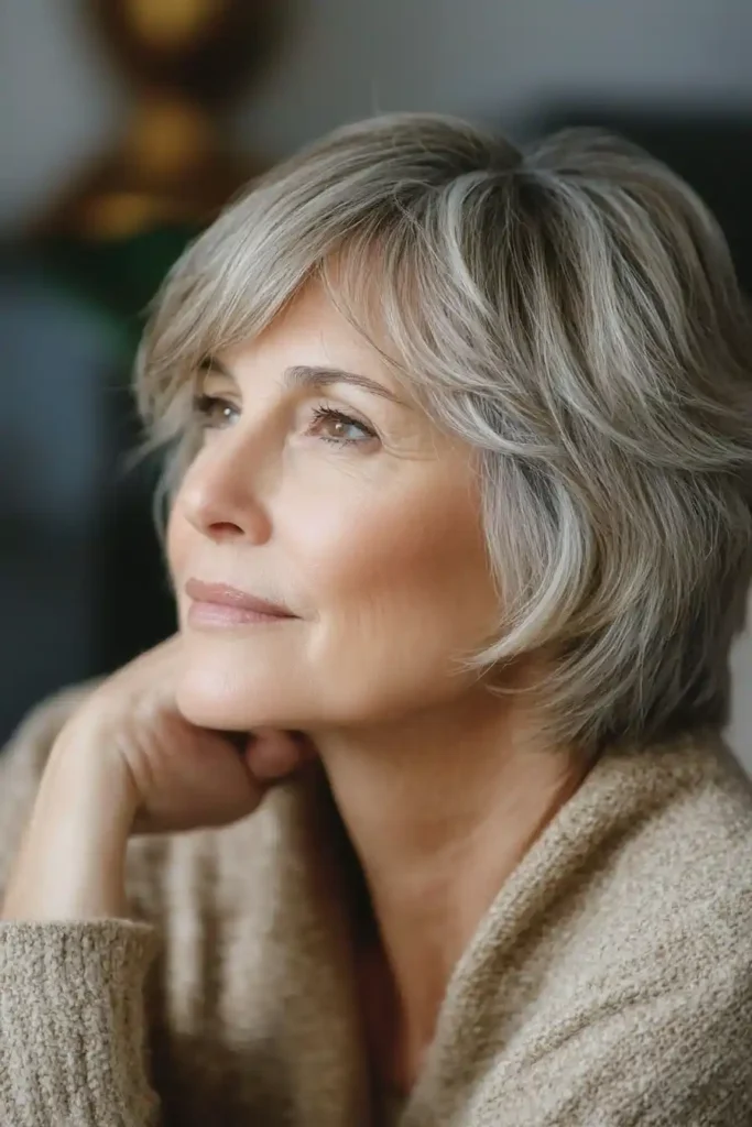 Layered Short Bob with Side-Swept Bangs