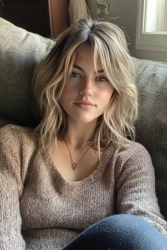 Shag-Style Cut with Curtain Bangs