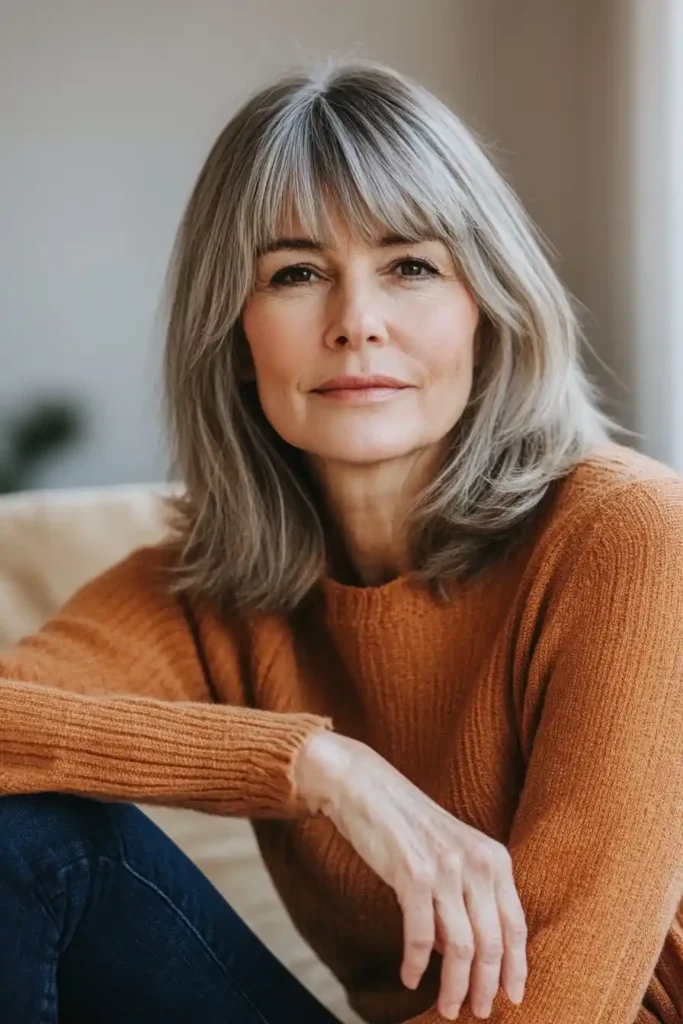 Soft Wispy Bangs with a Textured Bob